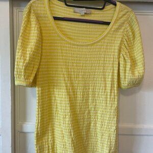 LOFT Yellow Striped Top Women's Size Small Stretchy